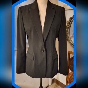 Tahari Black PinstripeSingle Breasted One Button Blazer